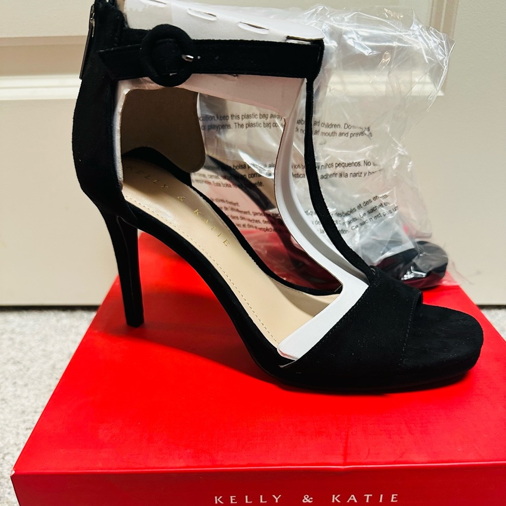 Kelly & Katie Microsuede Black Heels / Sandals